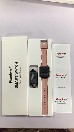 Popglory Smart Watch, 1.4'' HD Fitness Tracker with Blood Pressure, Heart Rate & Blood Oxygen Monitor, Smartwatch, Step Counter, Fitness Watch for Women Men Compatible with Android iOS