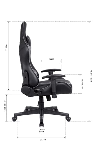 Oversteel - ULTIMET Professional Gaming Chair Leatherette, 2D Armrests, Height Adjustable, Reclining Backrest 180º, Gas Piston Class 3, Up to 120Kg, Gray