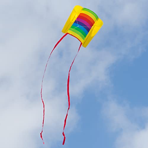 CIM MIC single line kite for children - Beach Kite – 29x18,5 inches - incl. 40m kite line and tails - from the age of 3 up … (Rainbow)