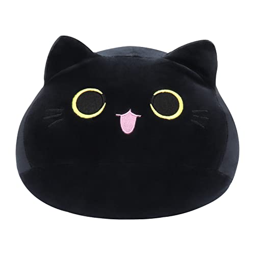 Cat Plush Toy Stuffed Animals Toy, Black Cat Plush Pillow Cute Kitten Plush Sofa Cushion, Soft Hugging Pillow Stuffed Kawaii Cat Doll Cuddly Toy for Children Adults, Birthday Valentine Gift, 7.9’’