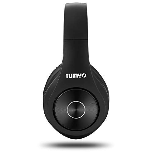 TUINYO Bluetooth Headphones Wireless, Over Ear Stereo Wireless Headset 40H Playtime with deep bass, Soft Memory-Protein Earmuffs, Built-in Mic Wired Mode PC/Cell Phones-Black