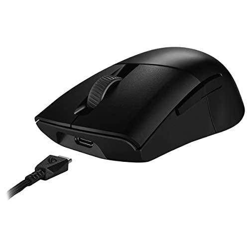 Asus ROG Keris Wireless AimPoint Gaming Mouse, Tri-mode connectivity (2.4GHz RF, Bluetooth, Wired), 36000 DPI sensor, 5 programmable buttons, ROG SpeedNova, Replaceable switches, Paracord cable, Black