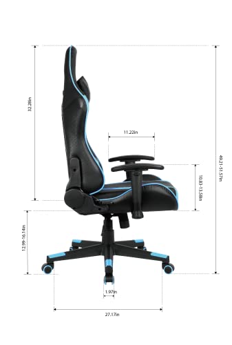 Oversteel - ULTIMET Professional Gaming Chair Leatherette, 2D Armrests, Height Adjustable, Reclining Backrest 180º, Gas Piston Class 3, Up to 120Kg, Blue