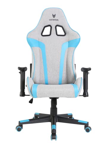 Oversteel - ULTIMET Professional Gaming Chair, Breathable Fabric, 2D Armrests, Height Adjustable, 180° Reclining Backrest, Gas Piston Class 3, Up to 120Kg, Gray/Blue