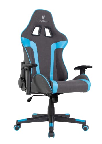 Oversteel - ULTIMET Professional Gaming Chair, Breathable Fabric, 2D Armrests, Height Adjustable, 180° Reclining Backrest, Gas Piston Class 3, Up to 120Kg, Black/Blue