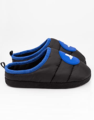 Playstation Slippers For Kids Teens | Boys Girls Game Console Logo House Shoes Merchandise For Him | Black Blue Slip On Loafers 1 UK