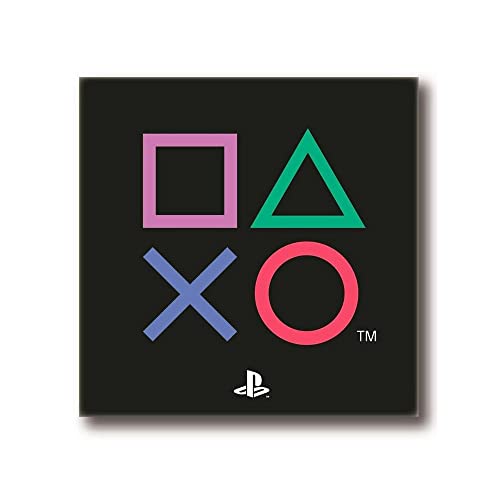 PlayStation Square Rug - Playstation Controller Icons Design - Official Sony Playstation Product - Bedroom Rug, Black, 80 x 80cm