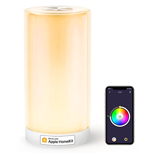 meross Smart Lamp Bedside, WiFi Lamp Support Apple HomeKit Alexa Google Assistant SmartThings, RGBWW Touch Lamp Dimmable Multicolour Voice Remote App Control (2.4GHz Only)