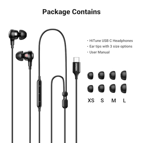 UGREEN HiTune USB C Headphones with Microphone Type C Wired Earphones Compatible with iPhone 15 Pro Max Galaxy S23 S22 Ultra/FE S20 iPad Pro 2021/2020 iPad Air 5/4 Pixel 6 Switch