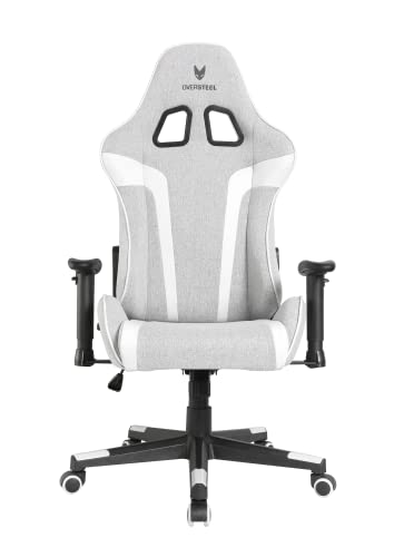 Oversteel - ULTIMET Professional Gaming Chair, Breathable Fabric, 2D Armrests, Height Adjustable, 180° Reclining Backrest, Gas Piston Class 3, Up to 120Kg, Gray/White