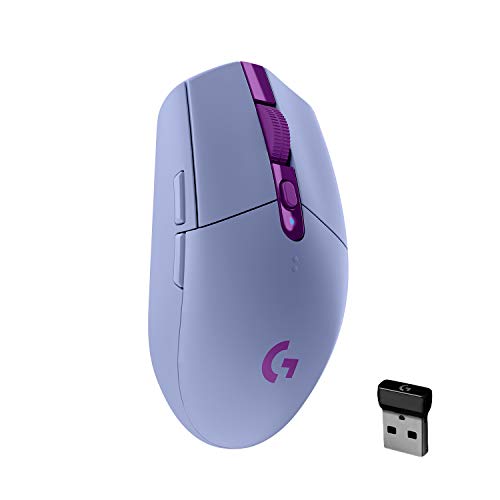 Logitech G305 LIGHTSPEED Wireless Gaming Mouse, HERO 12K Sensor, 12,000 DPI, Lightweight, 6 Programmable Buttons, 250h Battery Life, On-Board Memory, PC/Mac, Lilac