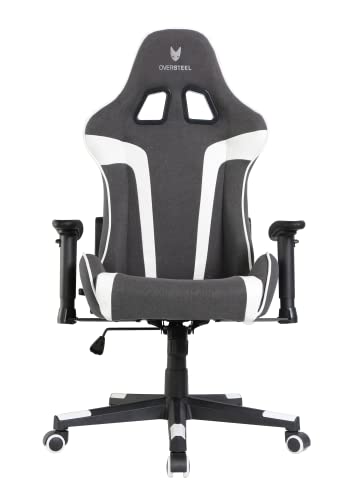 Oversteel - ULTIMET Professional Gaming Chair, Breathable Fabric, 2D Armrests, Height Adjustable, 180° Reclining Backrest, Gas Piston Class 3, Up to 120Kg, Black/White