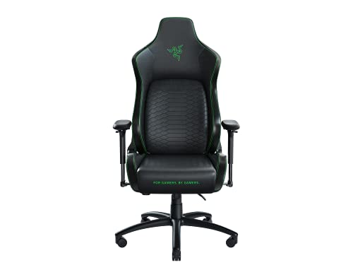 Razer Iskur - Premium Gaming Chair with Integrated Lumbar Support (Desk Chair / Office Chair, Multi-layer Synthetic Leather, Foam Padding, Head Pad, Height Adjustable) Black/Green | XL