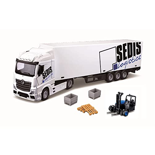 Bburago B18-31471 Street FIRE HAULERS MB ACRTROS Lift and Load Die-Cast Pallets-1:43 Scale-Collectible Truck Model, Assorted Colours