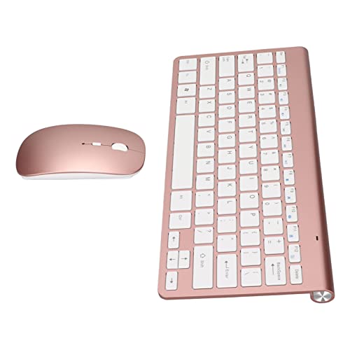 LBEC Keyboard Mouse Set, Etched Keycaps Wireless Keyboard for Office (Rose Gold)