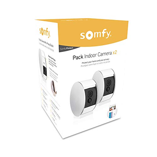Somfy 1870469 - Pack of 2 Somfy Indoor Cameras | Motorised Shutter | Motion Detector & Night Vision | Speaker & Microphone