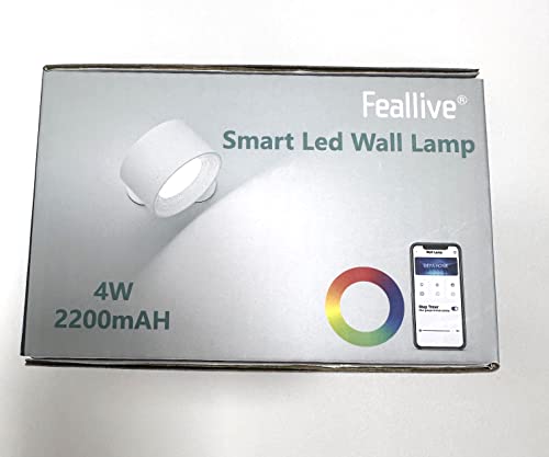 Wall Light Indoor, Wall Lamp Dimmable with Battery with USB Charging Port, Smart Wall Lamp Touch Control 3 Brightness Levels 16 Million Colours 360° Rotatable for Living Room (Black+Colorful Light)