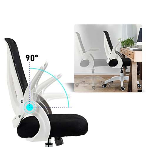 Office Chair For Home, Desk Chair, Mesh Swivel Chair With 90° Flip-up Armrest Computer Chair With Lumbar Support Adjustable Height, Back Support 360° Rotation Gaming Chair For Home Office