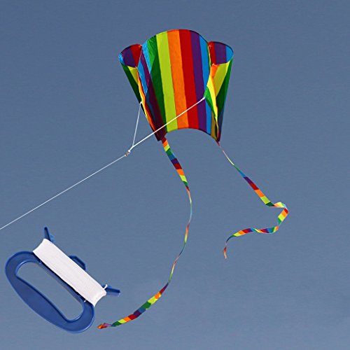 Rainbow Kite, Kids Colorful Pocket Kite Toys, Outdoor Sport Single Line Flying Kites for Children and Adult, Easy Flyer with String (Stripe)