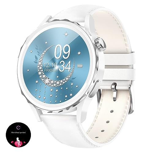 SIEMORL Women's Smart Watch with Bluetooth Call 5.2, 1.32 Inch HD Smartwatch 100+ Sports Watch with Heart Rate Sleep Music Control, IP68 Waterproof Leather Smartwatch for Android iOS