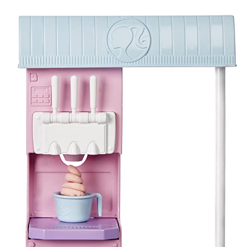 Barbie Ice Cream Shop Playset with 12 in Blonde Doll, Ice Cream Making Feature, 2 Dough Containers, 2 Bowls, 2 Cones, and accesories, Gift for Ages 3 Years Old & Up, HCN46