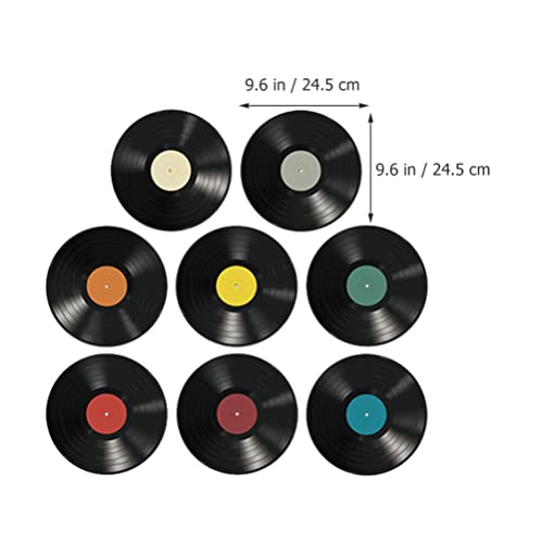 USHOBE 8Pcs Vintage Vinyl Records Decors Rock and Roll Party Decorations Fake Cd Wall Art Sticker Musical Notes Party Favors