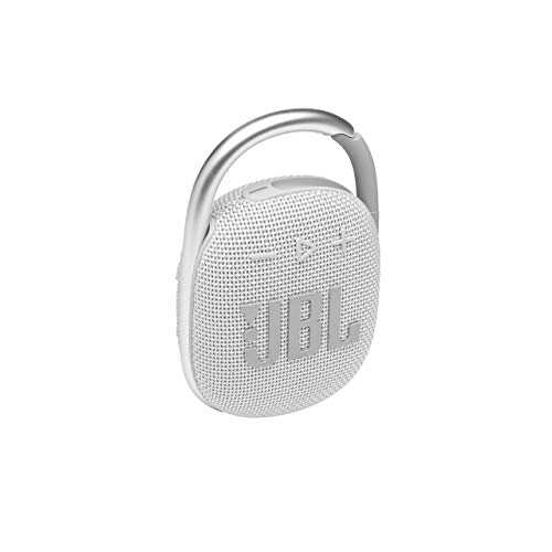 JBL Clip 4 - Bluetooth portable speaker with integrated carabiner, waterproof and dustproof, in white