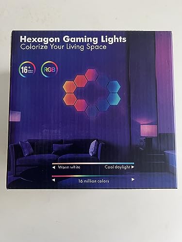 LED Hexagon Lights, Smart Home LED Wall Lights Work with Alexa Google Assistant, RGBIC Gaming Lights for Gaming Setup, Voice, App & Remote Control, LED Light Panels Music Sync for Gaming Room, 10 Pack