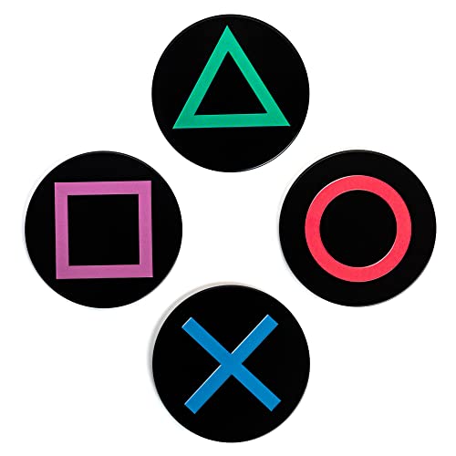 Paladone Playstation Metal Drink Coasters, Set of Four Coasters, Multicolor, 1 x 9 x 9 cm