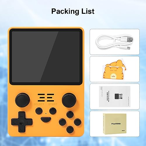 RGB20S Handheld Game Console with 20000 Games, 3.5 Inch IPS Screen, Open Source Arkos System, Portable Game Consoles for Adults and Kids, 16G+128G,Yellow