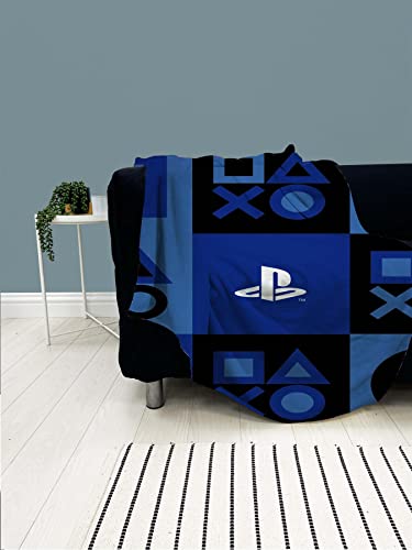 PlayStation Fleece Blanket Bed Throw Controller Icons Check Design | Super Soft Blanket | Perfect for Any Bedroom, 100 x 150cm