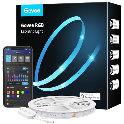 Govee LED Strip Lights, 5m Alexa LED Strip Smart WiFi App Control RGB, Works with Alexa and Google Assistant, Music Sync LED Lights for Bedroom, Party