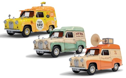 Corgi Hornby Hobbies LTD Cc80505 Wallace and Gromit Austin A35 Van Collection-Cheese Please, Top Bun, Spick and Spanmobile Tv Film Licensed Die-Cast Model, Multi, 1:43 Scale