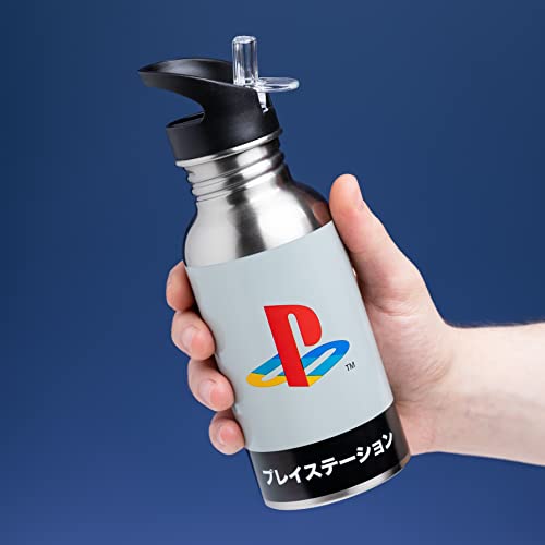 Paladone Playstation Heritage Stainless Steel Water Bottle, 500 ml, 16.9 fl oz, Multicolored