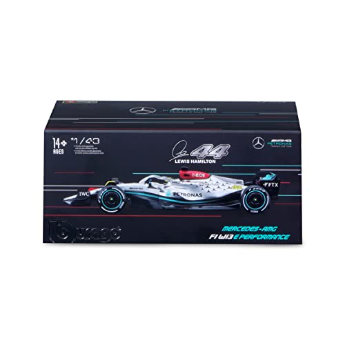 Bburago B18-38066H Formula 1 MB W13 E Performance (2022) with Helmet Hamilton 1:43 Scale Die-Cast Collectible Race Car, Assorted Colours