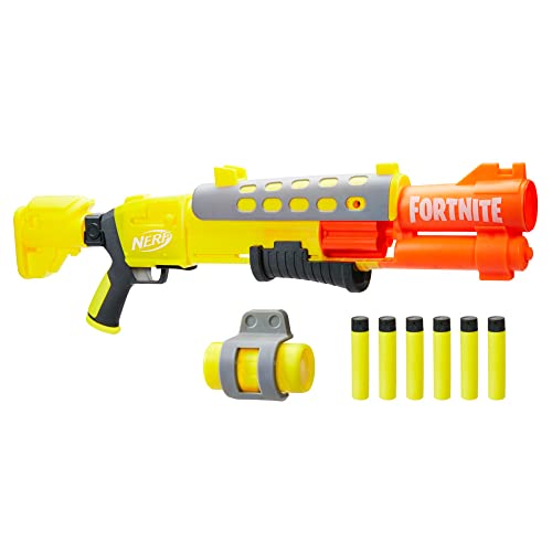 Nerf Fortnite Legendary TAC Blaster, Yellow Glow Wrap Design, 6-Dart Mega Drum, 6 Nerf AccuStrike Mega Darts, Multicolor, One Size