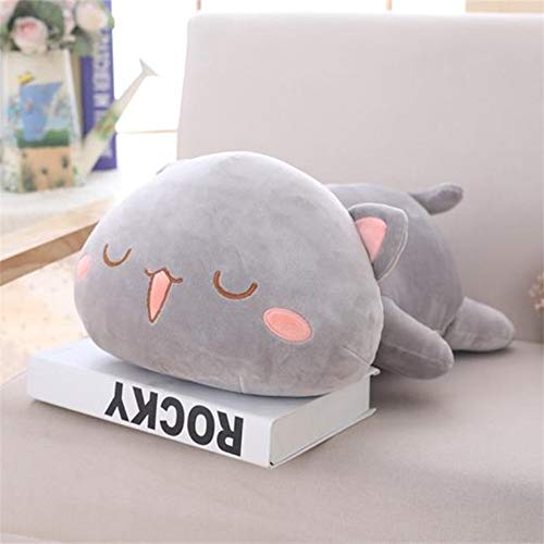 OUKEYI Cute Kitten Plush Toy Stuffed Animal Pet Kitty Soft Anime Cat Plush Pillow, Plush Cat Doll Soft Stuffed Kitten Pillow Doll Toyfor Kids Gray