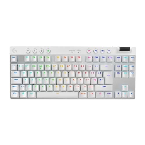 Logitech G PRO X TKL LIGHTSPEED Wireless Gaming Keyboard, Ultra Portable Tenkeyless Design, LIGHTSYNC RGB, Tactile Switches (GX Brown), QWERTY UK English Layout, White
