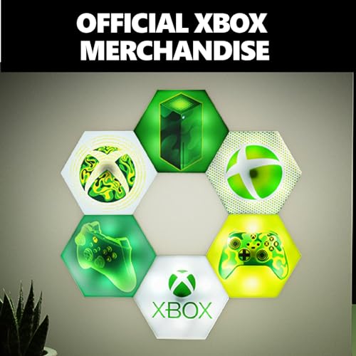 Paladone Hexagon LED Lights, Xbox Free Standing or Wall Mountable Customizable Game Room Decor Lighting with Remote-Controlled Light Phasing and Music Reactive Modes