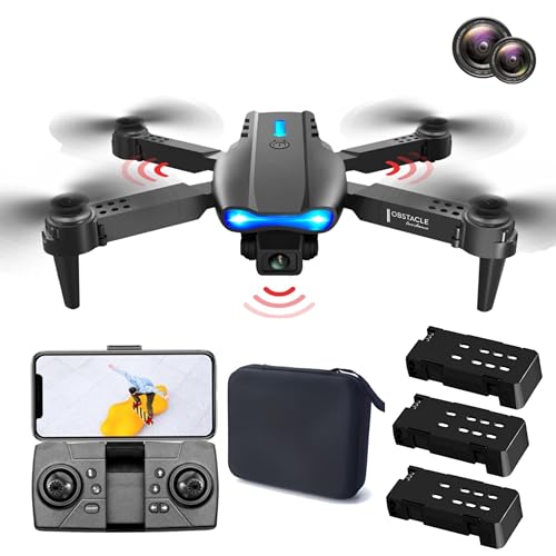 SkyRanger E99 1080P Drone with Camera, FHD Drones with three Long Life Batteries, Ease of Control, One button Start and Stop, Obstacle Avoidance and Phone Transmission