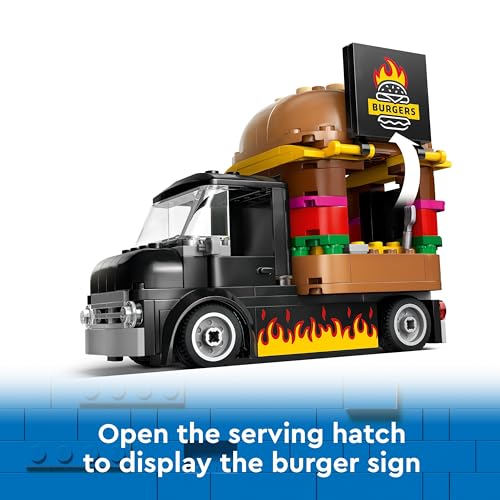 LEGO City Burger Van, Food Truck Toy for 5 Plus Year Old Boys & Girls, Vehicle Building Toys, Kitchen Playset with Vendor Minifigure and Accessories, Imaginative Play Gifts for kids 60404