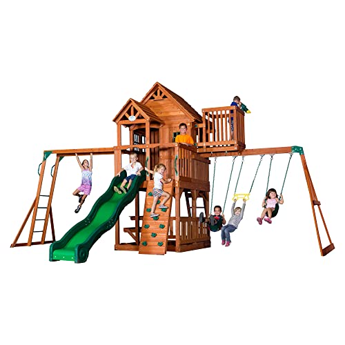 Kids Backyard Playhouse, Swing Set, Climbing Frames, Cedar Playset / DISCOVERY SKYFORT II