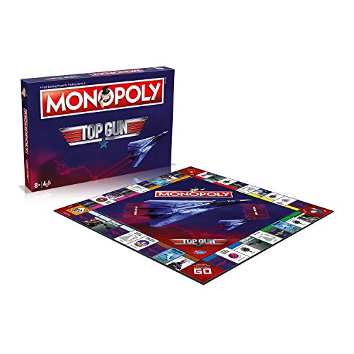 Winning Moves Top Gun Monopoly Board Game, Choose your favourite custom token and advance to Cougar, Hollywood, Goose and Iceman, look cool as Maverick in aviators, great gift for ages 8 plus