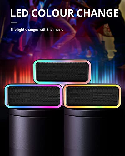 MEGUO 2023 RGB Lights Bluetooth Speaker, 10W Small Portable Wireless Bluetooth Speaker w/HD Stereo, IPX5 Waterproof, 18H Playtime, Mic, TF Card, Mini Speakers for Home Garden Party Camping Travel