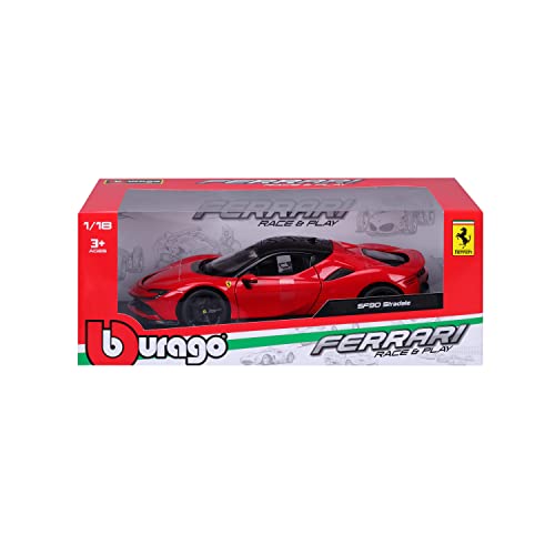 Bburago B18-16015 Ferrari Race & Play SF90 STRADALE 1:24 Die-Cast Collectible Car, Assorted Colours