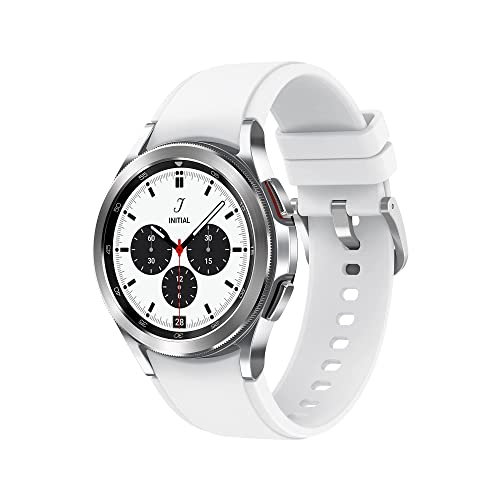 Samsung Galaxy Watch4 Classic Smart Watch, Rotating Bezel, Health Monitoring, Fitness Tracker, 4G, 42mm, Silver (UK Version) (Renewed)