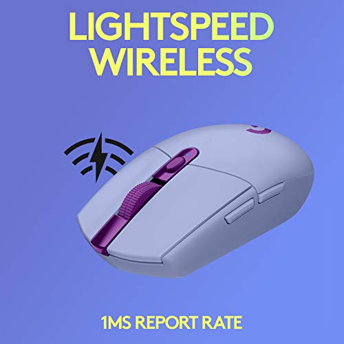Logitech G305 LIGHTSPEED Wireless Gaming Mouse, HERO 12K Sensor, 12,000 DPI, Lightweight, 6 Programmable Buttons, 250h Battery Life, On-Board Memory, PC/Mac, Lilac