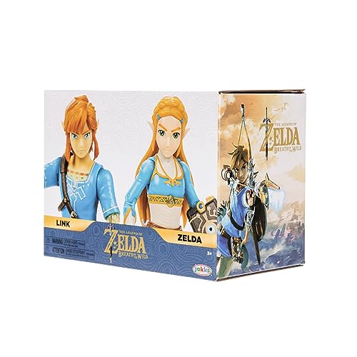 Nintendo The Legend of Zelda 4” / 11 cm Link and Zelda Action Figure 2-Pack. Includes 20 Points of Articulation with Sheikah Slate and Soldier's Broadsword Accessories