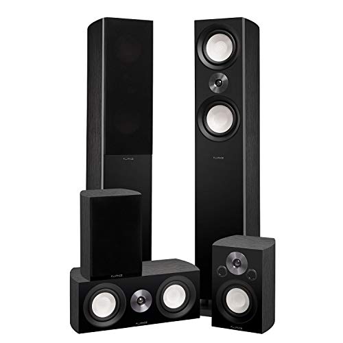 Fluance Reference High Performance Surround Sound Home Theater 5.0 Channel Speaker System including 3-Way Floorstanding Towers, Center Channel, and Rear Surround Speakers - Black Ash (XL8HTB)