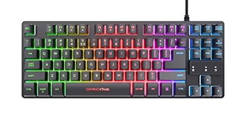 Trust Gaming TKL Keyboard with UK Layout GXT 833 Thado - Compact Tenkeyless Design (80 Percent), RGB, Multicolour LED lighting, Anti-Ghosting, USB Plug and Play, PC/Mac/Laptop [Amazon Exclusive]